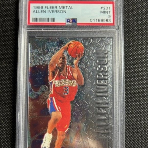1996-97 Fleer Metal #201 Allen Iverson Philadelphia 76ers RC Rookie PSA 9 MINT - Picture 1 of 2